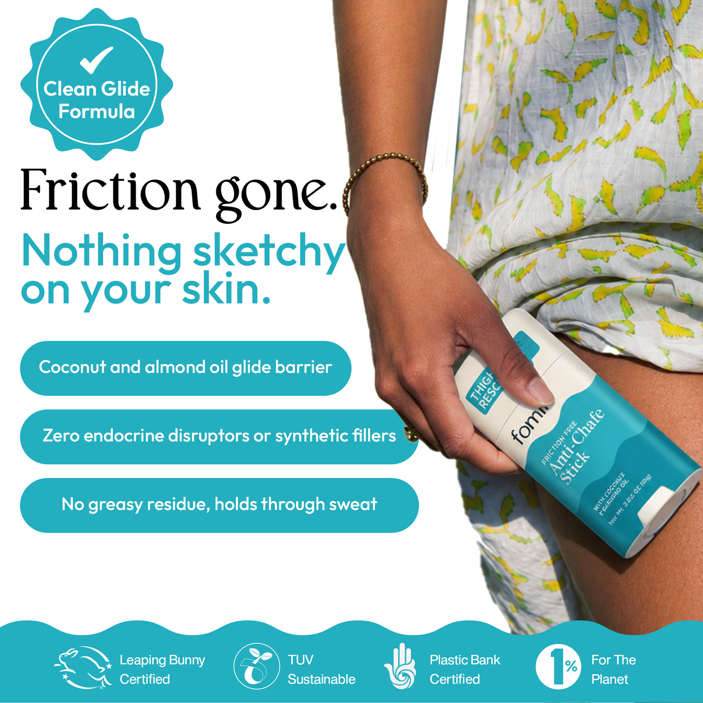 Anti-Chafe Stick — Friction-Free Glide with Coconut & Almond Oil (2.82 oz)